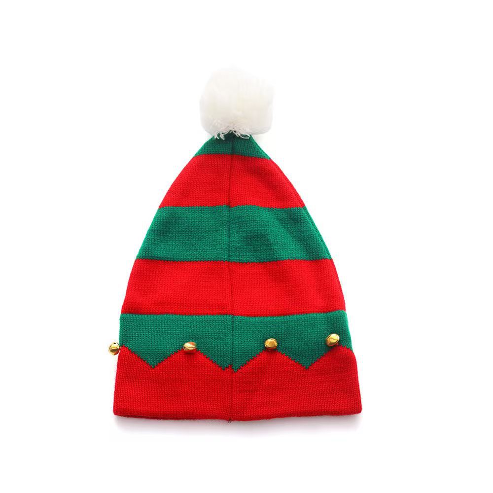 Wholesale Knitted Christmas hat with bells and pom-poms for winter